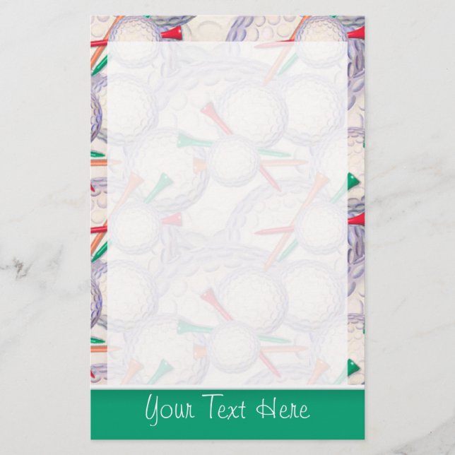 Papelaria Padrão de Bolas de Golfe e Camisetas (Frente)