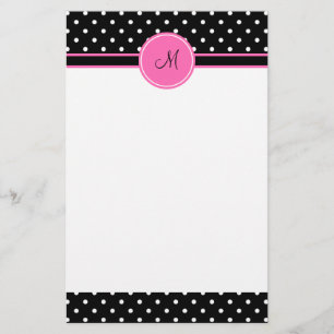 Papelaria Padrão de Bolinhas branco e preto do monograma