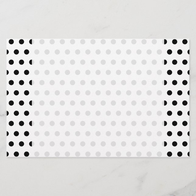 Papelaria Padrão de Bolinhas preto e branco. Spotty. (Frente)