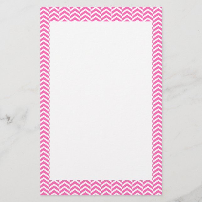 Papelaria Padrão de Chevron Cor-de-Rosa e Branco (Frente)