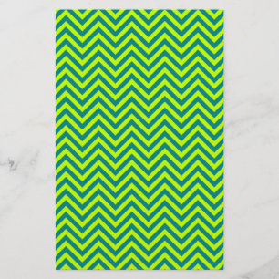 Papelaria Padrão De Chevron De Teal E Verde limão