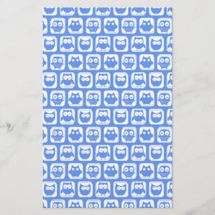 Papelaria Padrão de Coruja Azul