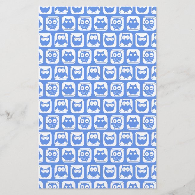 Papelaria Padrão de Coruja Azul (Frente)