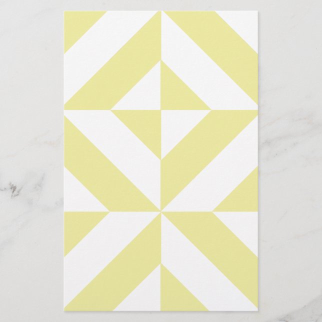 Papelaria Padrão de Cubo de Deco Geométrico Amarelo Pálido (Frente)