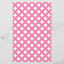 Papelaria Padrão de diamante xadrez rosa e branco