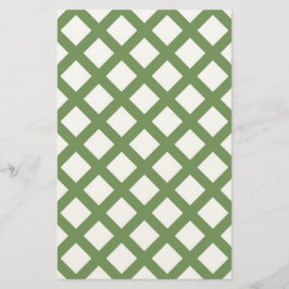 Papelaria Padrão de diamante xadrez verde e branco