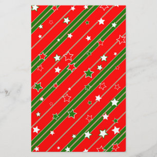 Papelaria Padrão de Estrela de Natal Vermelha e Verde