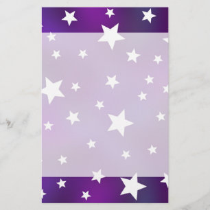 Papelaria Padrão de Estrela Púrpura e Branca