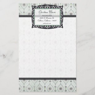 Papelaria Padrão de Flor Azul de Papel Carta