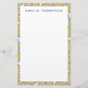 Papelaria Padrão de Flor de Mandala Retro Boho Personalizado