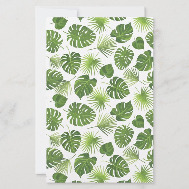 Papelaria Padrão de Folhas Tropicais na moda Verde (Frente)