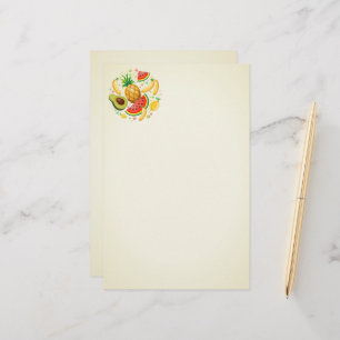 Papelaria Padrão de Frutas de Verão Fresco