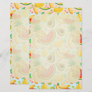 Papelaria Padrão de Frutas de Verão Fresco