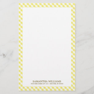 Papelaria Padrão de Gingham Amarelo Doce