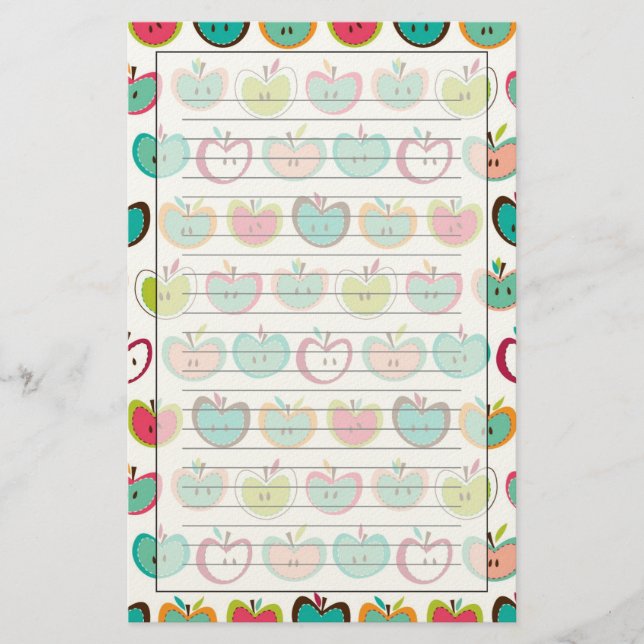 Papelaria Padrão de maçã cômoda (Frente)