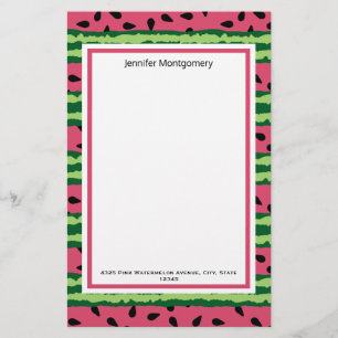Papelaria Padrão de Melancia Cótea rosa e verde