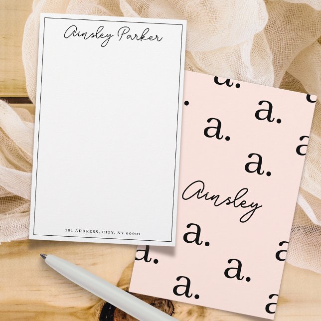 Papelaria Padrão de Monograma Personalizado de Script Simple (Criador carregado)