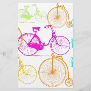 Papelaria Padrão de Neon de Cor Brilhante de Bicicleta Moder