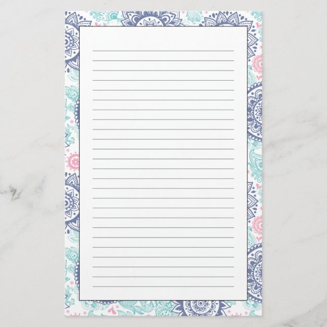 Papelaria Padrão de Paisley Étnico (Frente)