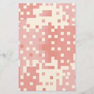 Papelaria Padrão de Pixel Vermelho e Rosa