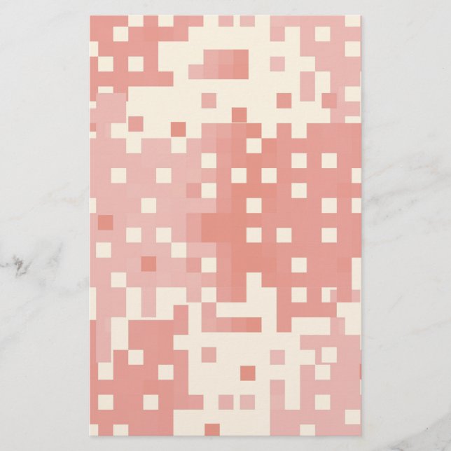 Papelaria Padrão de Pixel Vermelho e Rosa (Frente)