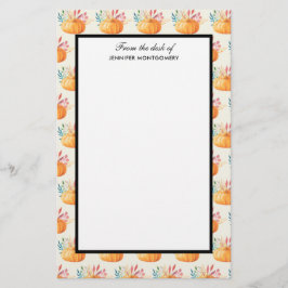 Papelaria Padrão De Pumpkin De Cor Laranja Coca-Laranja