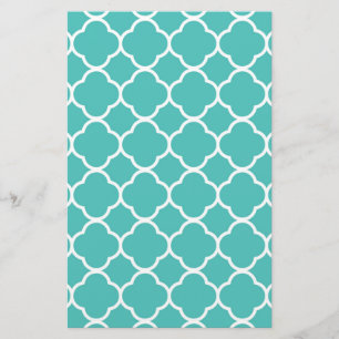 Papelaria Padrão de Quatrefoil Azul-Verde