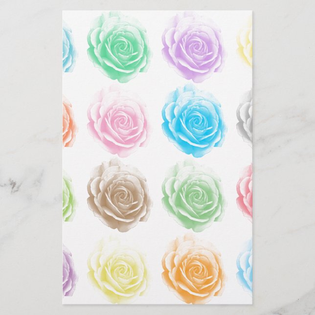 Papelaria Padrão de rosas coloridos (Frente)