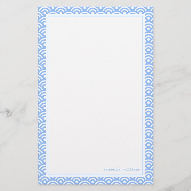 Papelaria Padrão de Seigaiha do Japão Azul (Frente)