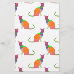 Papelaria Padrão de Silhueta de Gato de Poli Baixo