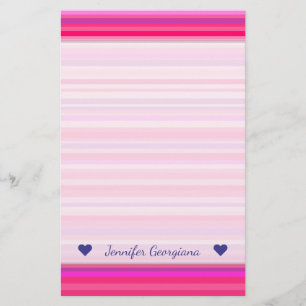 Papelaria Padrão de Stripes Diversão, Feliz, Girly Pink e