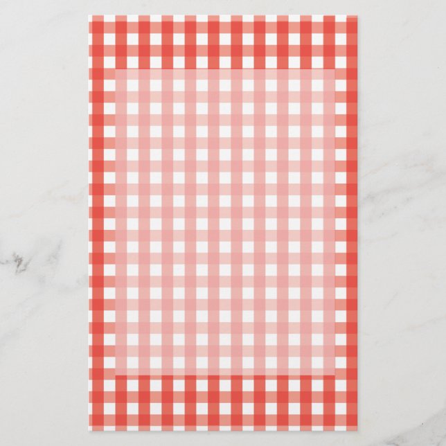 Papelaria Padrão de Verificação de Gingham Vermelho (Frente)