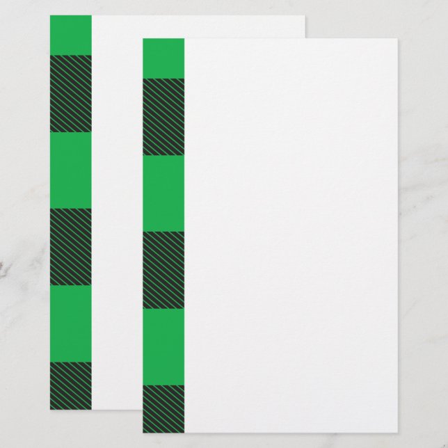Papelaria Padrão de xadrez verde (Frente/Verso)