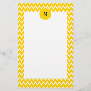 Papelaria Padrão de Zigzag Amarelo e Branco Monograma