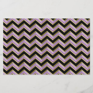 Papelaria Padrão de Zigzag Preto Dourado Ametist