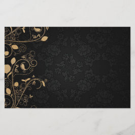Papelaria Padrão Decorativo Preto e Dourado