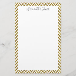 Papelaria Padrão Dourado de Herringbone Metálico | Personali