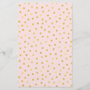 Papelaria Padrão Elegante De Pontos De Confetti Rosa E Folh