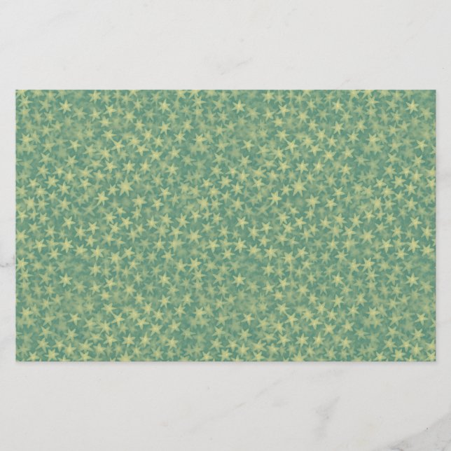 Papelaria Padrão Estrelado Verde-Azul-Menta (Frente)