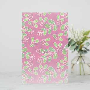 Papelaria Padrão Festivo De Folhagem De Morango, Fuchsia
