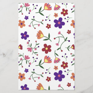 Papelaria Padrão Floral Desenhado À Mão
