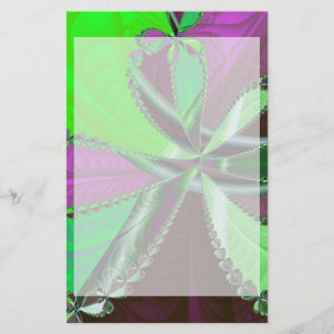 Papelaria Padrão fractal verde e roxo