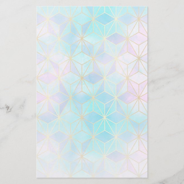 Papelaria Padrão Geométrico de Vidro Iridescente (Frente)