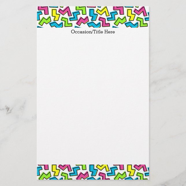 Papelaria Padrão Legal de Memphis  dos anos 80 na década de  (Frente)