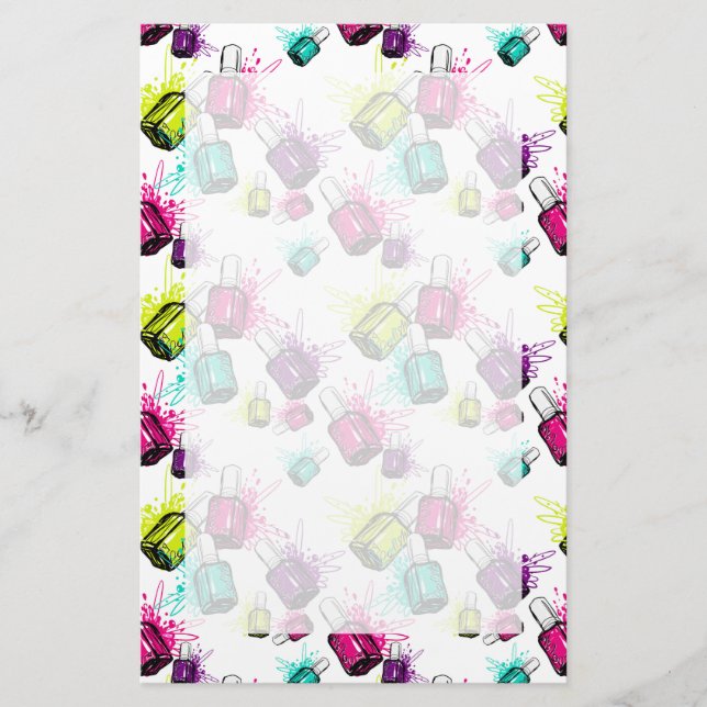 Papelaria Padrão Polonês Neon Nail (Frente)