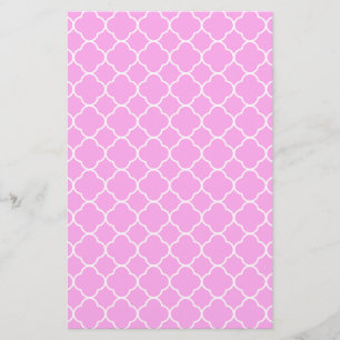 Papelaria Padrão Quatrefoil Rosa E Branco