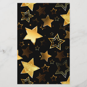 Papelaria Padrão sem costura com estrelas de Ouro