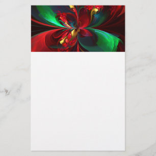 Papelaria Padrão Verde Vermelho Abstrato Floral Moderno #11