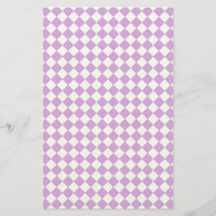 Papelaria Padrão Xadrez Harlequim Diamante Branco Roxo