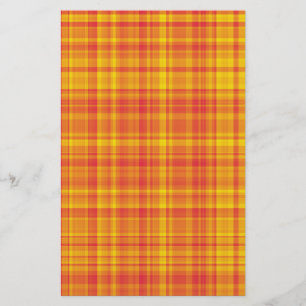 Papelaria Padrão Xadrez Plaid Laranja Amarelo